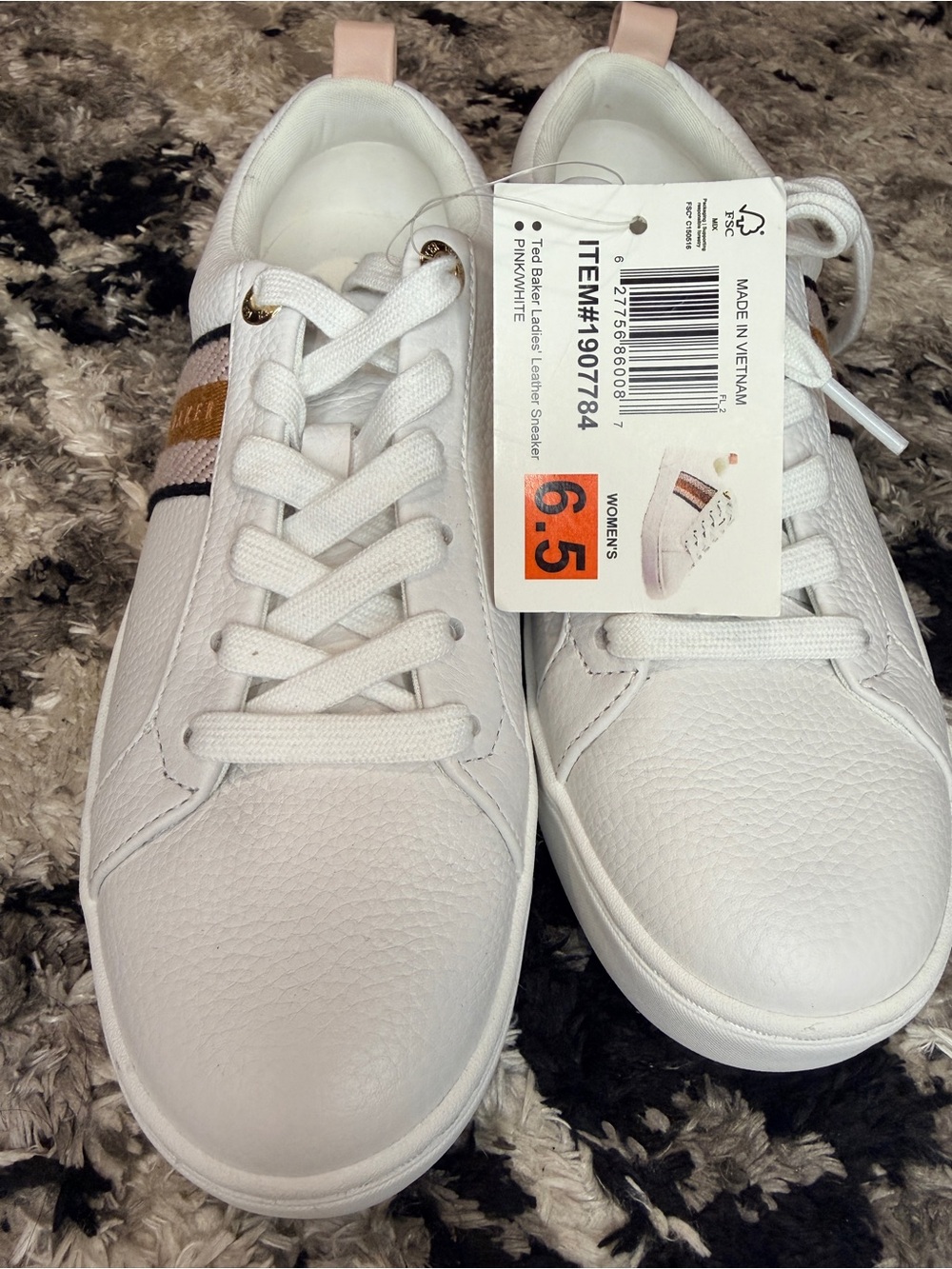 Ted Baker White Sneakers with Gold & Blush Accents - Picture 4 of 7